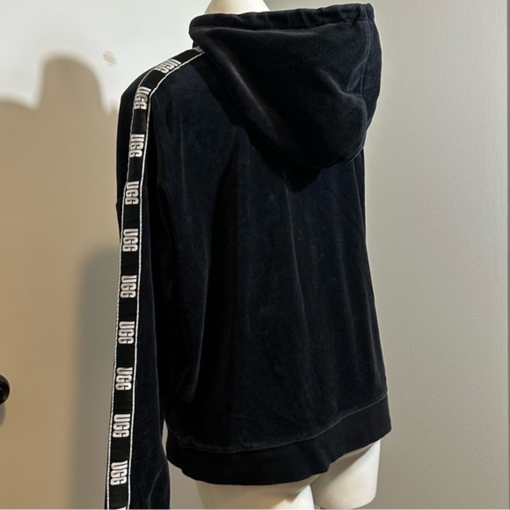 UGG Black Velour Hoodie with Branded Sleeve Tape